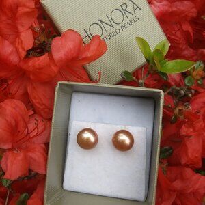 Honora Cultured Pearl Sterling Silver Earrings with original box